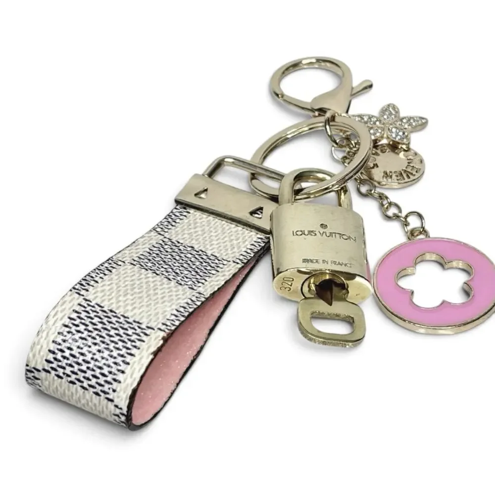 Louis Vuitton Lock & Key Set #320 with Handmade Damier Loop Keychain & Charms